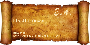 Ebedli Andor névjegykártya